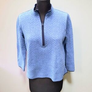 J Jill Fit Blue Half Zip Quilted Pullover Sweater size Medium